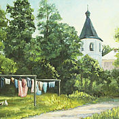 Картины и панно handmade. Livemaster - original item Oil painting in frame. Province. The town of my childhood.Summer landscape.. Handmade.