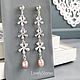 Order Earrings Pearls in Frost silver, long earrings with pearls and flowers. LovelyStones. Livemaster. . Stud earrings Фото №3