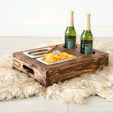 Украшения ручной работы. Ярмарка Мастеров - ручная работа Пивница ящик для пива и снэков поднос для пива пивной подарок мужчине. Handmade.