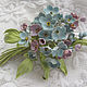 Order Leather goods.Decoration brooch bouquet flower BLUE forget-me-nots. Irina Vladi. Livemaster. . Brooches Фото №3