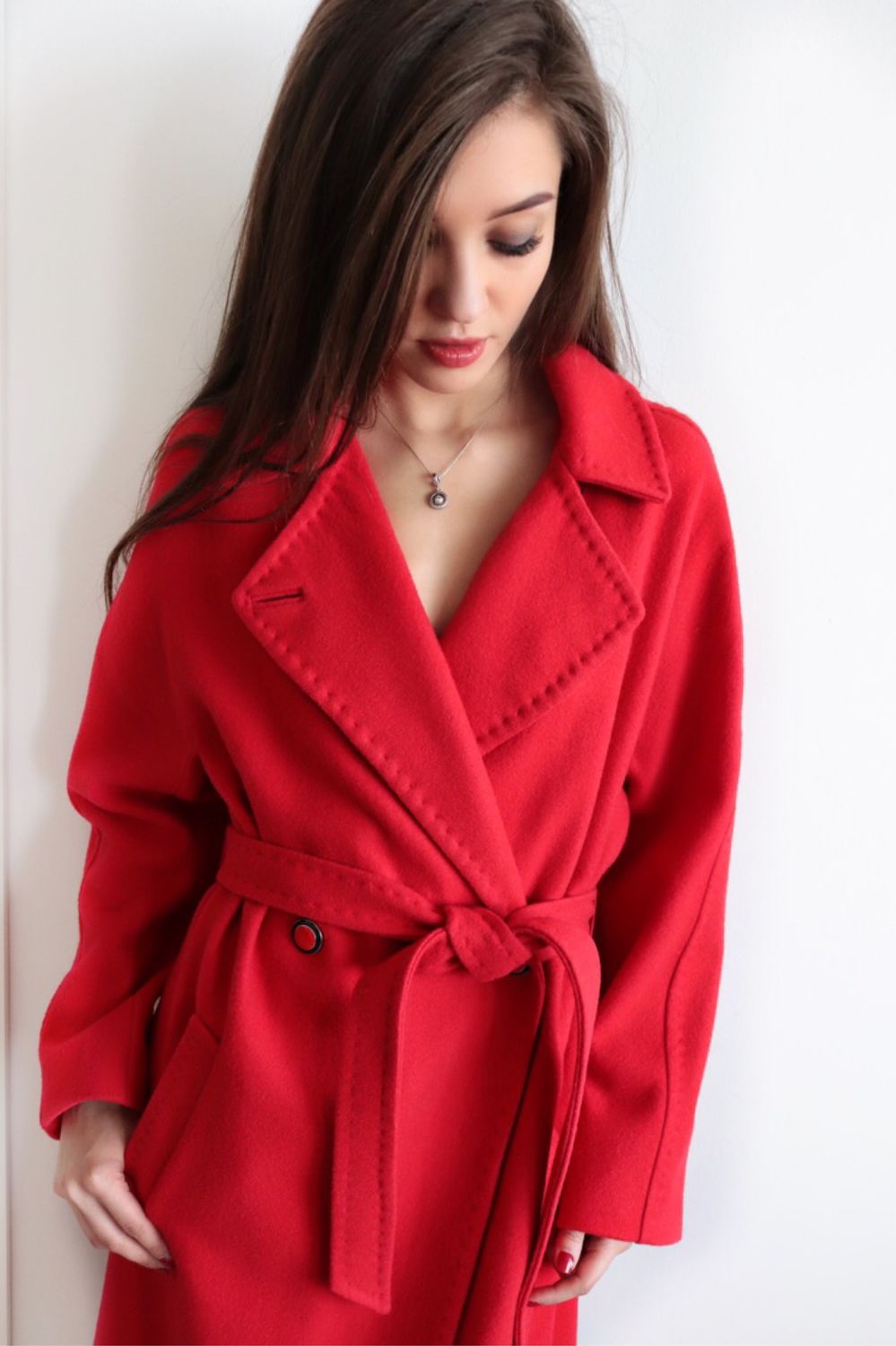 Длинное красное пальто Max Mara