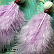 Lilac earrings with feathers and a caholong, 13-14 cm. Earrings. ArtLesinao. My Livemaster. Фото №4