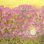 Картины и панно handmade. Livemaster - original item Painting cherry orchard on gold on a mini easel 13h10h0,5 cm.. Handmade.