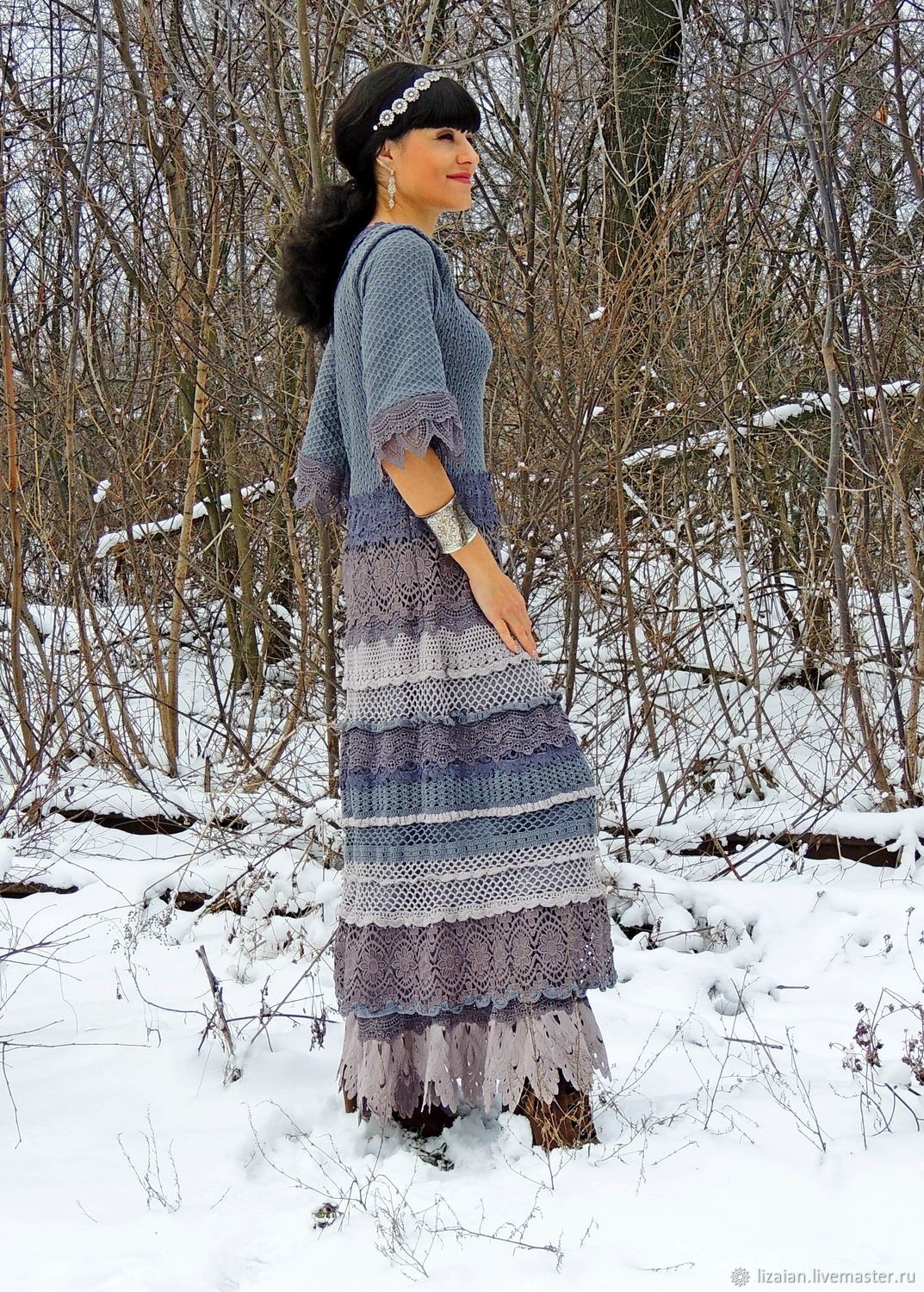 Вязаное платье в стиле бохо