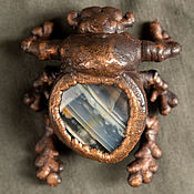Украшения handmade. Livemaster - original item Copper Brooch Scarab Beetle Agate.. Handmade.