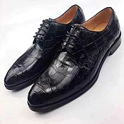 Обувь ручной работы handmade. Livemaster - original item Men`s Derby shoes made from crocodile skin in black color.. Handmade.
