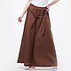 Palazzo chocolate trousers made of 100% linen, Pants, Tomsk,  Фото №1