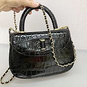 Сумки и аксессуары handmade. Livemaster - original item Mini handbag, made of genuine crocodile leather, in black.. Handmade.