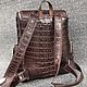 Order Backpack made of embossed crocodile leather, brown color. SHOES&BAGS. Livemaster. . Backpacks Фото №3