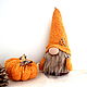 Autumn decor Dwarf with pumpkin, gift house charm. Stuffed Toys. CozyGnomes. My Livemaster. Фото №4