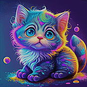 Материалы для творчества handmade. Livemaster - original item Kits for embroidery with beads: Rainbow cat. Handmade.