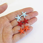 Украшения handmade. Livemaster - original item Starfish stud earrings on the sea, polymer clay beads. Handmade.