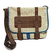 Сумки и аксессуары handmade. Livemaster - original item Men`s bag: Messenger bag textile with leather STUDENT. Handmade.