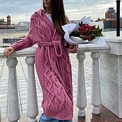 Одежда handmade. Livemaster - original item cardigans: Women`s knitted cardigan oversize in the color of cranberries in cash. Handmade.