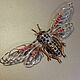 Brooch Cicada is silver with sapphires and rhodolite, Brooches, Voronezh,  Фото №1