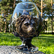 Посуда handmade. Livemaster - original item Glass for the lover of Hunting fishing lion with rock crystal. Handmade.