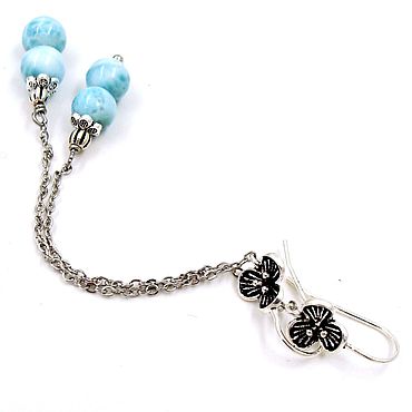 Украшения ручной работы. Ярмарка Мастеров - ручная работа Серьги с натуральным ларимаром Серьги-цепи Подарок девушке. Handmade.