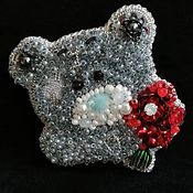 Украшения handmade. Livemaster - original item Teddy Bear brooch with bouquet. Handmade.