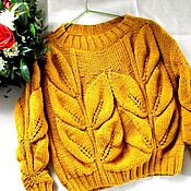 Одежда handmade. Livemaster - original item Mustard sweater with leaves. Handmade.