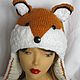 HAT, FOX knitted warm for women, Caps, Moscow,  Фото №1