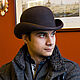 Bowler hat with English brim. Color-bitter chocolate, Hats1, Moscow,  Фото №1