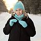 Set of Downy winter hat snood scarf mittens for women. Headwear Sets. Down shop (TeploPuha34). My Livemaster. Фото №6