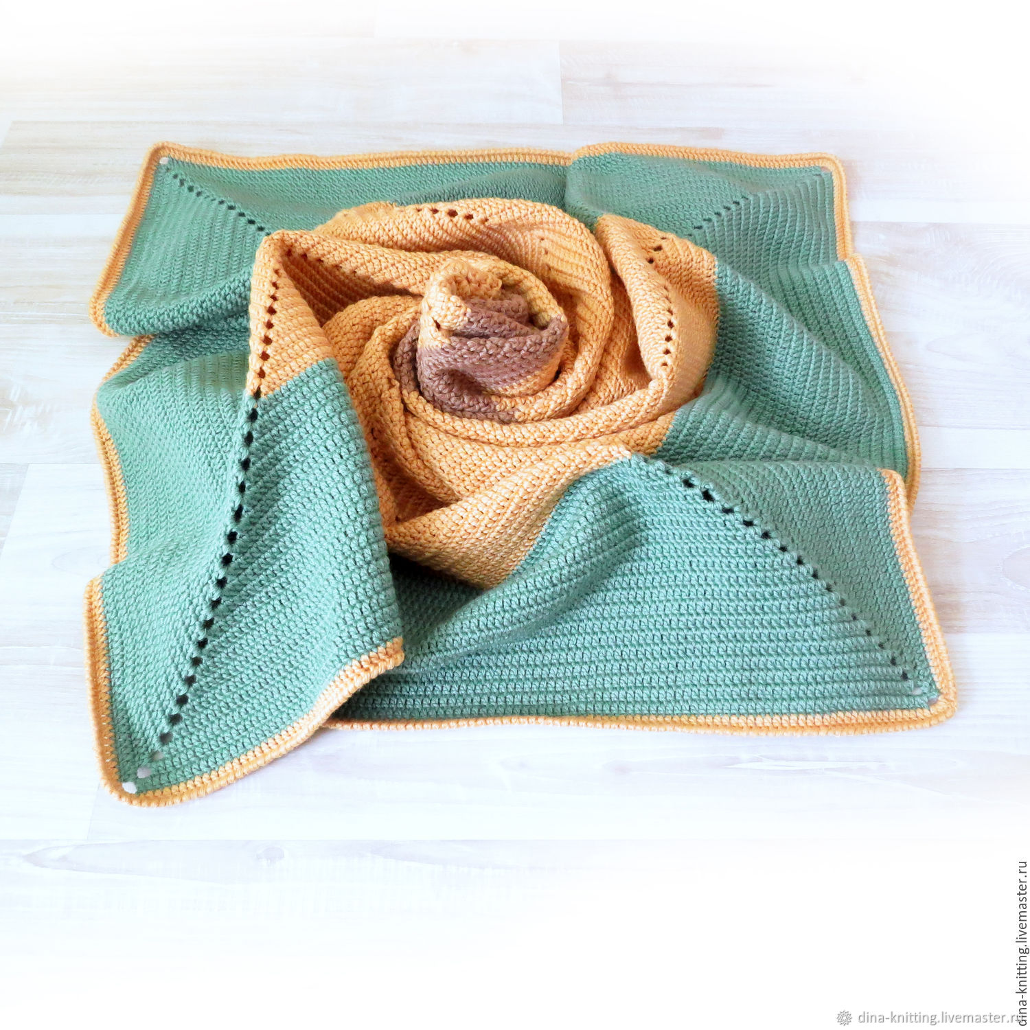 Gift to a newborn: woolen plaid, green, yellow, Gift for newborn, Cheboksary,  Фото №1