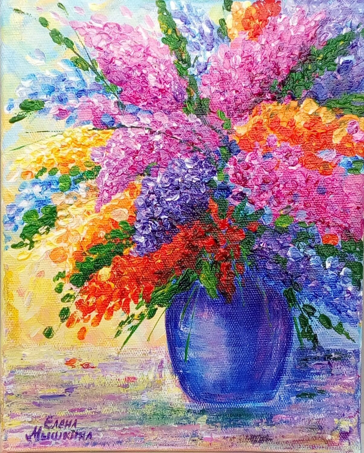 Картина Букет цветов в вазе - Холст Акрил в интернет-магазине ЯрмаркаМастеров по цене 3145 ₽ – QWMISRU