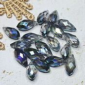 Материалы для творчества handmade. Livemaster - original item Beads Drops 12/6 mm Gray Rainbow 1 piece Briolettes. Handmade.