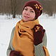 Hat, mittens and scarf ' Chocolate and a drop of honey'. Caps. WoolenHatWithFlowers. Online shopping on My Livemaster.  Фото №2