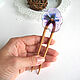Order A wooden stud made of beech with a transparent lilac Viola flower. WonderLand. Livemaster. . Hairpin Фото №3