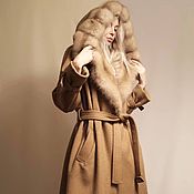 Одежда handmade. Livemaster - original item Cashmere trench coat in Kemel. Detachable marten collar.. Handmade.