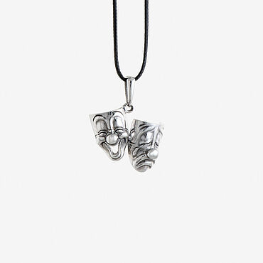 Ярмарка Мастеров - ручная работа Театральные маски. Кулон ручной работы CRAZY SILVER.. Handmade.