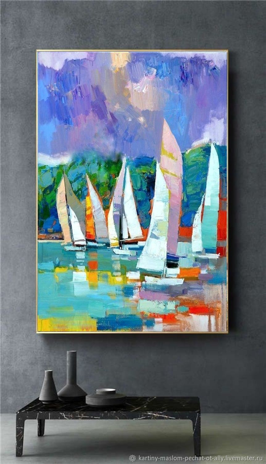 КАРТИНА МАСЛОМ НА ХОЛСТЕ, КАРТИНА ПАРУСНИКИ в интернет-магазине Ярмарка ...