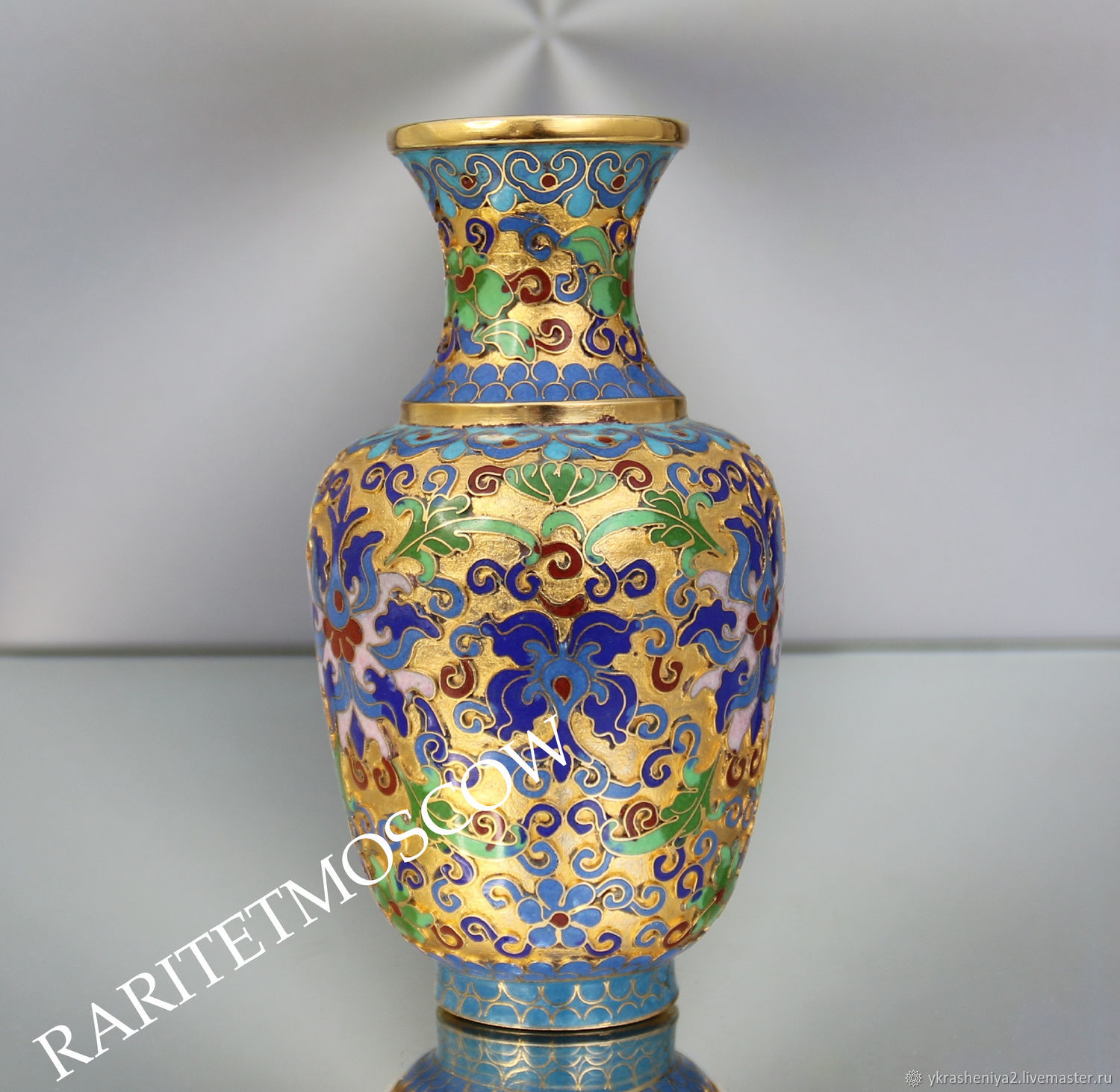 Винтаж: Ваза клуазоне эмаль цветы золото латунь бронза КИТАЙ 20 купить ...