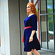viscose dress with contrast waistband blue. Dresses. Voila. Online shopping on My Livemaster.  Фото №2