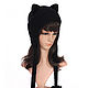 Hat with Cat ears knitted women's black. Caps. Space Cat Knitting. Online shopping on My Livemaster.  Фото №2
