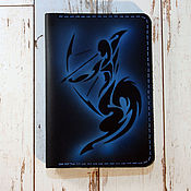 Сумки и аксессуары handmade. Livemaster - original item Leather passport cover with the zodiac Sagittarius pattern. Handmade.