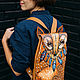 Backpack leather 'Fox' medium hand-painted. Backpacks. LITTLE BIRDS leather crafts. Online shopping on My Livemaster.  Фото №2