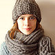 Knitted alpaca set 'Ain': hat, mittens, snood, Mittens, Chelyabinsk,  Фото №1