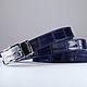 Cinturón de cuero genuino de cocodrilo para mujer, ancho 2.5 cm IMA3000VC, Straps, Moscow,  Фото №1