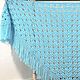 Bright Blue Shawl 200*110 Crocheted Triangular with Tassels #023, Shawls, Nalchik,  Фото №1