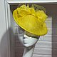 Желтая ассиметричная шляпка с бантом «Леди» из Синамей с вуалью. Шляпы. Анна Андриенко (Головные уборы). Ярмарка Мастеров.  Фото №4