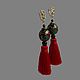 Earrings-Tassels Long YACHT SPLASH Jewelry Red Black. Tassel earrings. Juliya Laborera. My Livemaster. Фото №8