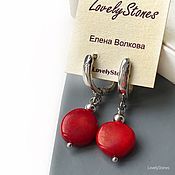 Украшения handmade. Livemaster - original item Earrings Red coral natural rhodium-small earrings. Handmade.
