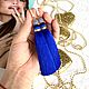 Earrings-brush scattering Sapphire Indigo dark blue gold plated cubic Zirconia, Tassel earrings, Kingisepp,  Фото №1