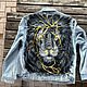 Куртка с ручной росписью «Огненный Лев», Верхняя одежда мужская, Москва,  Фото №1