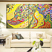 Картины и панно handmade. Livemaster - original item Modular vivid picture in the style of abstraction Klimt. Handmade.