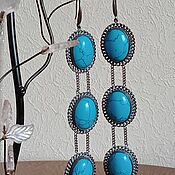 Украшения handmade. Livemaster - original item Earrings long pendants made of turquoise (imit) and 925 sterling silver blackening. Handmade.