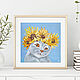 Picture cat in a wreath of sunflowers oil Painting cute cat. Pictures. Yulia Berseneva ColoredCatsArt. Online shopping on My Livemaster.  Фото №2